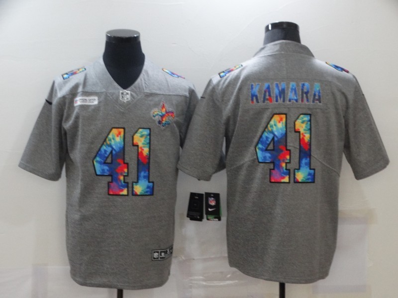 Men's New Orleans Saints Alvin Kamara #41 Gray Jersey